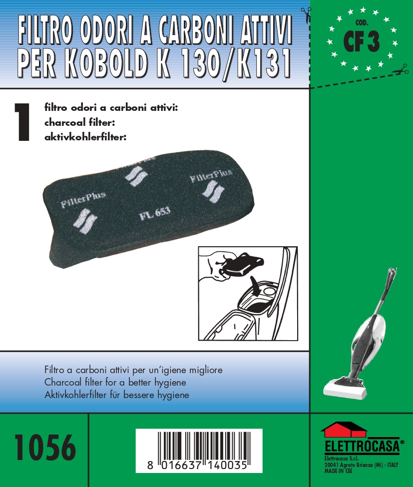 ELETTROCASA CF 01 PEZZO FILTRO ODORI X K130/131 (CF 3)